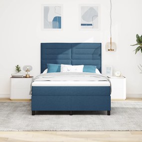 Cama Box com colchão azul 140x200 cm Tecido