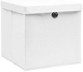 Caixas de arrumação com tampas 4 pcs 28x28x28 cm branco