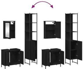 3 pcs conjunto móveis casa de banho derivados de madeira preto