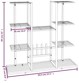 Suporte de vasos 94,5x25x89 cm ferro branco