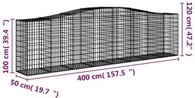 Cestos gabião arqueados 6pcs 400x50x100/120cm ferro galvanizado