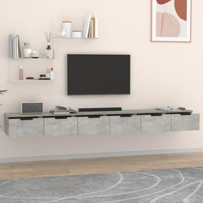 Móvel de TV de Parede Flix com 6 Gavetas de 204cm - Cinzento Cimento -