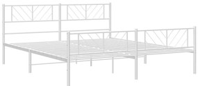 Estrutura de cama com cabeceira e pés 193x203 cm metal branco