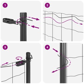 Cerca Euro da Conjunto de 2 Cinza Metal 25 x 1,2 m Durável