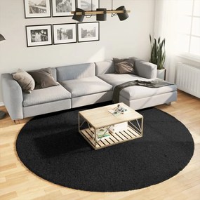 Tapete shaggy de pelo alto PAMPLONA Ø 240 cm preto