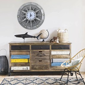 vidaXL Relógio de parede 79 cm metal e MDF prateado