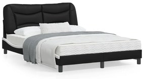 vidaXL Estrutura cama c/ luzes LED 120x200cm couro artif. preto/branco
