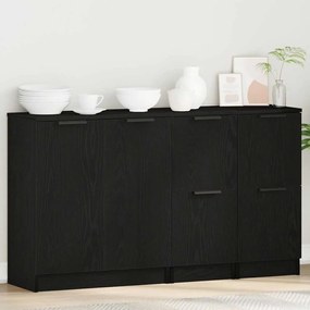 vidaXL Buffets 3 pcs Madeira de carvalho preta