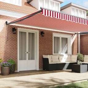 Toldo Retrátil Automático Listrado Vermelho e Branco 500x300 cm