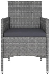 5 pcs conjunto lounge para jardim vime PE cinzento