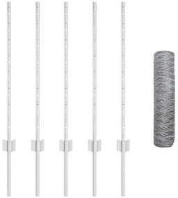 Postes de Cerca vidaXL 5 pcs U-Channel 80 cm Aço Galvanizado
