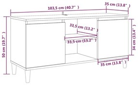 Móvel TV + pernas de madeira maciça 103,5x35x50 cm sonoma cinza