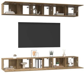 Conjunto de móvel de TV com prateleira 6 pcs carvalho artisiano