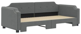 Sofá-cama com gavetão 100x200 cm tecido cinzento-escuro