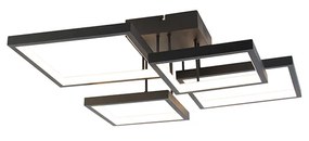 Candeeiro de teto preto com LED regulável em 3 níveis 4 luzes - Lejo