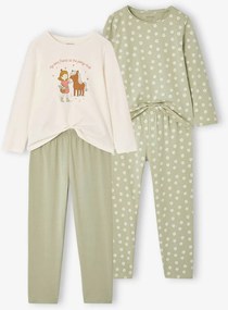 Lote de 2 pijamas VERTBAUDET para menina verde-salva