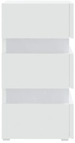 Mesa de cabeceira c/ luzes LED derivados de madeira branco