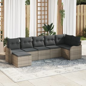 Conjunto de Sofá de Jardim vidaXL com Almofadas Cinzas Poly Rattan
