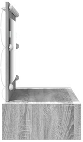 Mesa de maquilhagem suspensa com luzes LED Cinza Sonoma