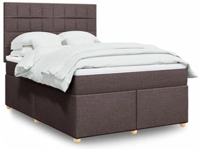 vidaXL Cama com molas/colchão 140x200 cm tecido castanho-escuro