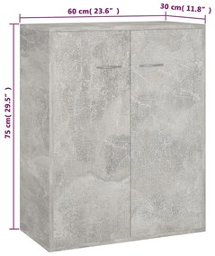 Aparador 60x30x75 cm contraplacado cinzento cimento