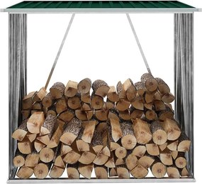 vidaXL Abrigo p/ arrumação de troncos jardim aço 163x83x154cm verde