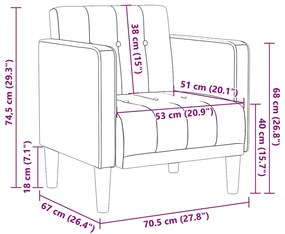 Poltrona com apoio de braços 53 cm veludo cinzento-escuro