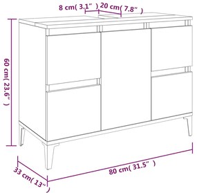 Móvel p/ lavatório 80x33x60 cm derivados madeira cinza sonoma