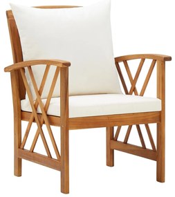 4 pcs conj. lounge jardim c/ almofadões madeira acácia maciça