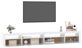 Móvel de TV com luzes LED 270x35x40 cm branco brilhante