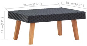 2 pcs conjunto lounge de jardim c/ almofadões vime PE preto