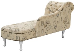 Chaise-longue à esquerda em tecido creme com padrão floral NIMES Beliani