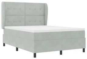 Cama Box com Colchão Cinza Claro 160 x 200 cm em Veludo