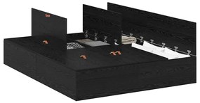 Cama com Arrumação Preto Carvalho 140 x 190 cm