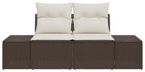Sofá de Jardim de 2 Lugares com Almofadas Castanho Rattan