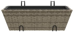 Canteiros com ganchos 2 pcs vime PE cinzento