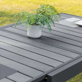 Mesa de Jardim Extensível de Alumínio Mesa de Jantar Retangular para 4-6 Pessoas Carga Máxima 70kg para Pátio Terraço Exterior 180x90x73cm Cinza