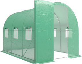 Outsunny Estufa 3 x 2 x 2 m Folientunnel com Porta de Batente Trancável, 6 Janelas de Rede Enroláveis, Barras de Suporte | Aosom Portugal