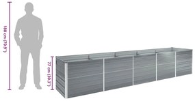 Canteiro elevado de jardim 400x80x77cm aço galvanizado cinzento
