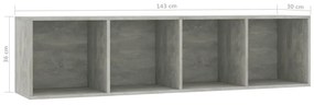 Estante/móvel de TV 143x30x36 cm contraplacado cinzento cimento