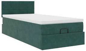 Estrutura de cama otomana vidaXL com colchão verde escuro Veludo