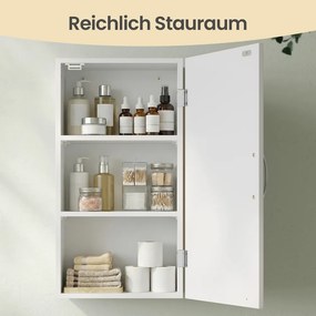 Armário suspenso de casa de banho com prateleiras ajustáveis 18 x 30 x 60 cm para montagem na parede, economiza espaço Branco