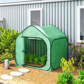 Mini estufa pop-up 150 x 148 x 148 cm, pequena estufa para vegetais e flores com porta com fecho de correr em PE, verde