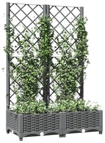 Vaso/floreira jardim c/ treliça 80x40x121,5 cm PP cinza-claro