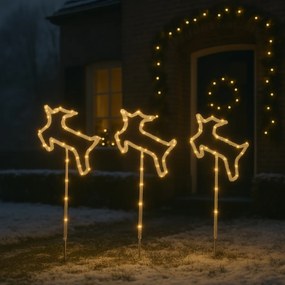 Conjunto de 3 projetores de Natal Veado branco Incl. LED com temporizador IP44 - Shika