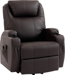Poltrona elevatória elétrica 83 x 95 x 107 cm, poltrona relax elétrica, apoio para os pés, encosto reclinável, porta USB, castanho