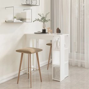 Mesa de Bar Turpe com 3 Prateleiras de 102 cm - Branco - Design Modern