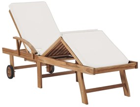 Espreguiçadeiras c/ almofadões 2 pcs teca maciça cor creme