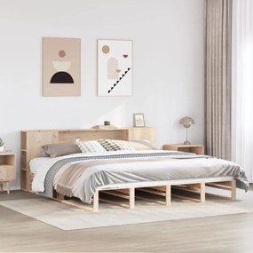 vidaXL Cama com estante sem colchão 180x200 cm madeira maciça