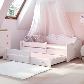 Cama infantil dupla Emma II 160x80 rosa/branco - colchão e estrado incluído